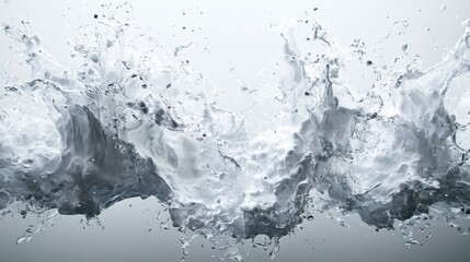 A white canvas explodes with a cascade of water, a dynamic burst of energy frozen in mid-air, captured by a generative AI artist keen eye.