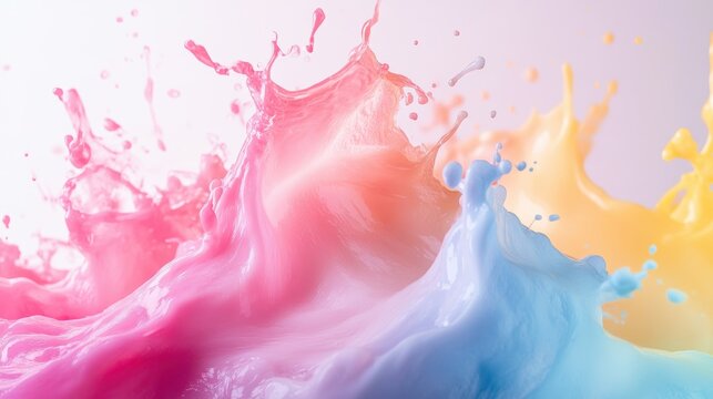 A pristine white backdrop, canvassed with the vibrant energy of a milky splash, frozen in time, ready for the creative touch of Generative AI to bring it to life.