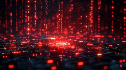 Fototapeta premium Futuristic abstract depiction of a cyber war attack on Europe with red alert signals and data vulnerabilities