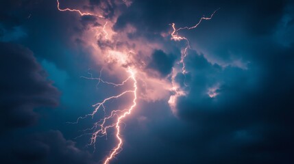 Fototapeta premium Lightning Bolt Set, power in nature, industry, battery, rain, finance