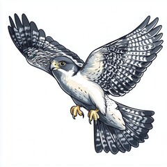 Fototapeta premium Vector Illustration of a Peregrine Falcon with Sticker Logo on White Background