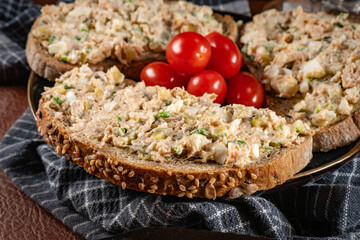 Sandwiches with fresh homemade tuna fish paste.