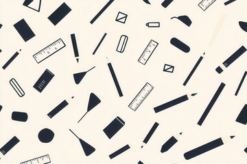 Obraz premium Seamless pattern featuring simple icons of design tools in a soft monochrome palette