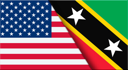Flags of USA and Saint Kitts and Nevis. Two Flags Together