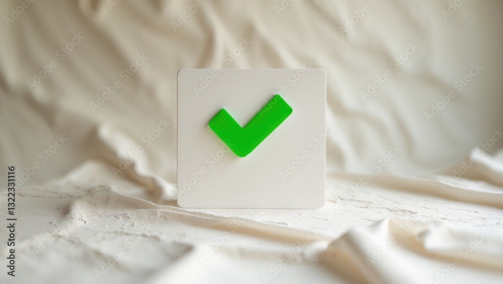 Poster on a light, abstract background, a basic sign displaying a check is presented. a simple notion