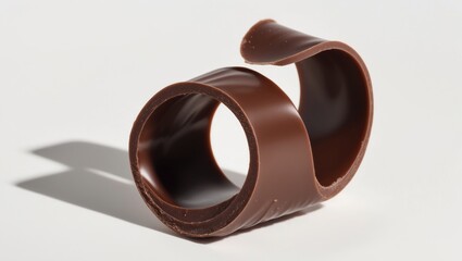 One delicious chocolate curl isolated on a white background.