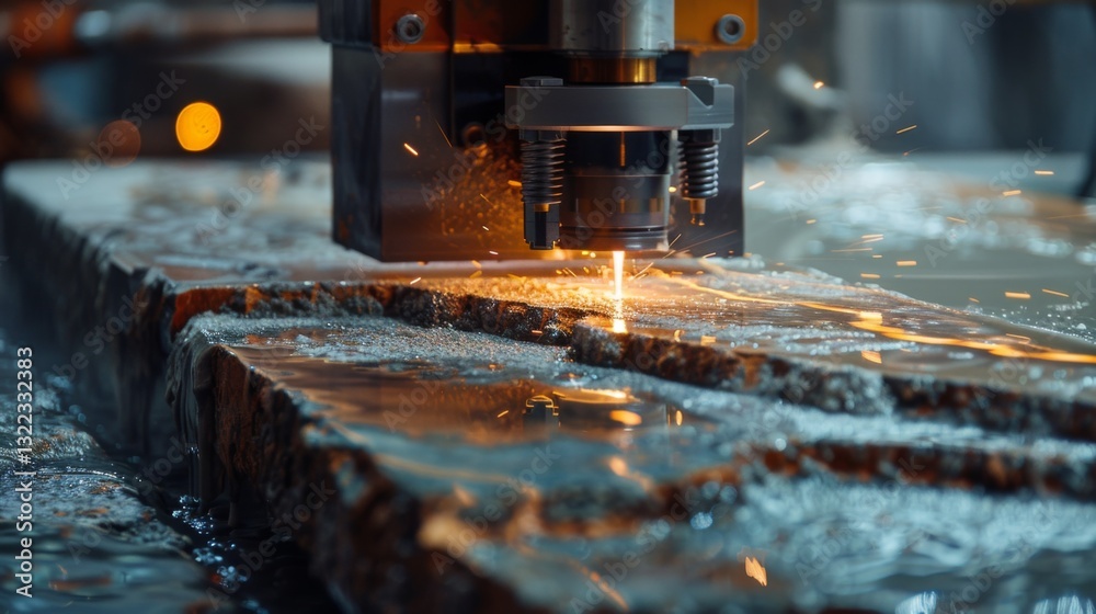 Poster a laser cutting machine operates efficiently in a workshop, cutting through metal with precision. sp