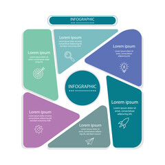 Business Infographic Template. 5 Step Timeline Journey. Process Diagram With 5 Options Of Info Graph Elements Vector Illustration On Isolated Background