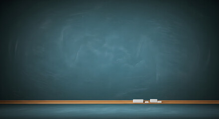 Clean chalkboard in classroom for education, knowledge background, back to school design template, teaching banner, science mockup, advertising with copy space