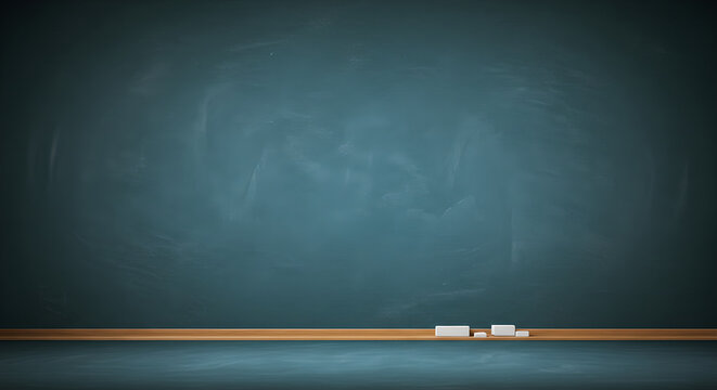 Clean chalkboard in classroom for education, knowledge background, back to school design template, teaching banner, science mockup, advertising with copy space