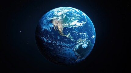 Obraz premium A 3D model of the Earth, showcasing the Atlantic Ocean in vibrant blue, its surface shimmering like a polished gem.