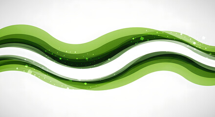 Dynamic flowing green waves abstract background. Decorative curved stripes graphic design for nature concept, spring season decoration, banner backdrop and greeting card