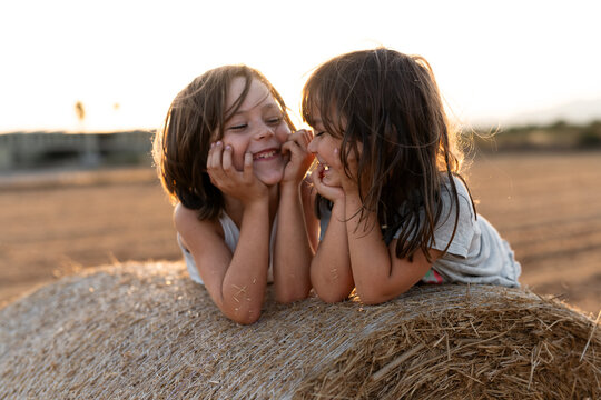 Childhood joy on a sunny day in a rural setting