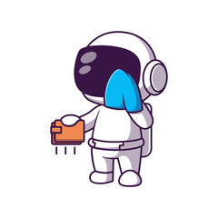 Cute Astronaut  Cartoon Vector Icon Illustration