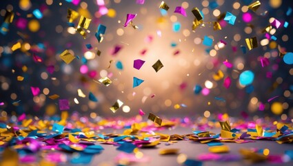 New Year backdrop featuring confetti and an empty space in the center.