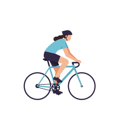 Woman riding a bicycle in a flat design style vector illustration
