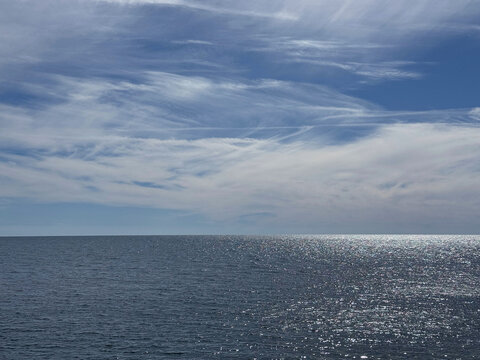 Beautiful sea and sky with soft clouds.