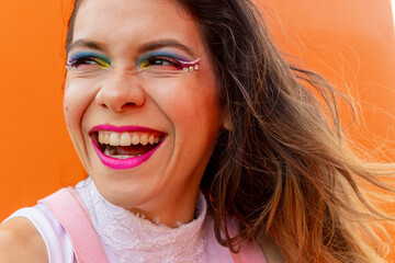 Joyful expression of LGBTQIA+ pride in vibrant colors
