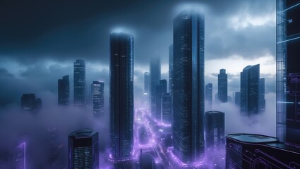 NFT Virtual real estate created on the blockchain or smart city concept rendering.