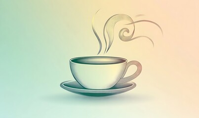A single coffee cup with steam on a gradient background