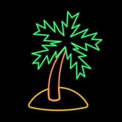 Island with palm tree in neon effect