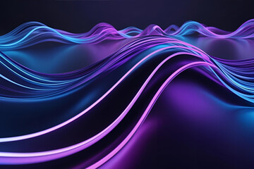 Obraz premium Abstract Waves in Neon Light: Dynamic, flowing lines in vivid shades of blue and purple create an abstract representation of movement and energy.