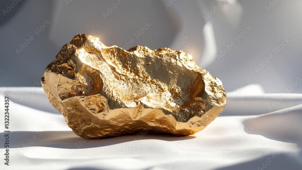 Poster a large gold nugget is displayed on a white background.