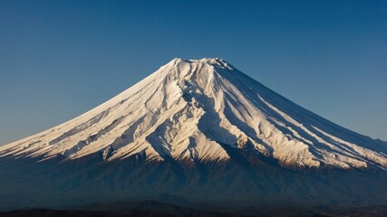Fototapeta premium Traditional Japanese architecture framed by the majestic peak of mount Fujiyama with vibrant foliage below
