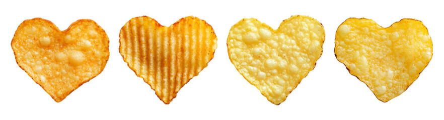 Heart-Shaped Snacks Variety on Transparent Background for Love Theme, PNG bundle collection, Isolated on Transparent Background