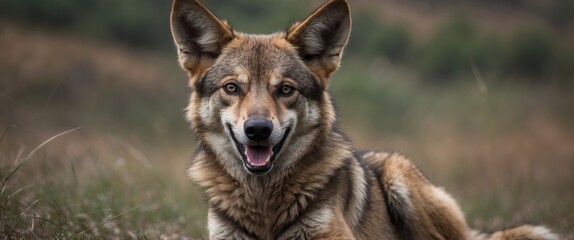 Fototapeta premium Maned wolf spots prey in tall grass with its highly sensitive ears.