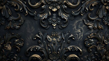 Baroque Pattern Wallpaper Background with Clean Lines Aspect Ratio 16:9