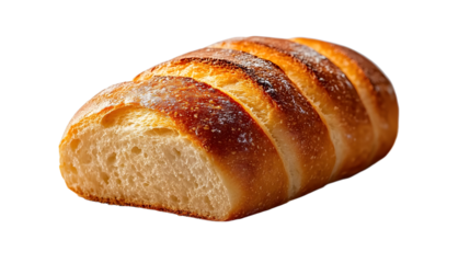 Freshly baked crusty bread loaf isolated transparent background