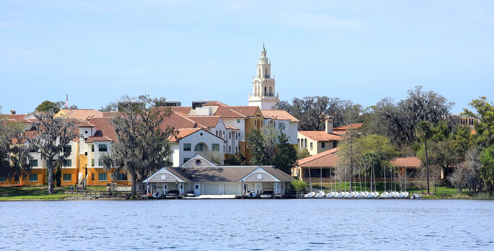 Rollins College Campus, widely considered to be the most beautiful campus in the USA.  Rollins is located in Winter Park, Florida, USA. 