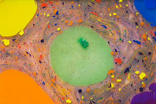 Vivid abstract paint swirls with colorful mixture
