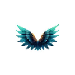 Retro pixel wings. Wings for game design mythical. Vector icon of demon and angel wings. Wings texture for games. Flight logo with wings vector. Wings in vintage style.