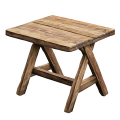 Old wooden table, isolated on transparent background