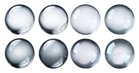 Collection of Different Metallic Sphere Textures for Backgrounds, Bundle Set Collection, Isolated on Transparent Background
