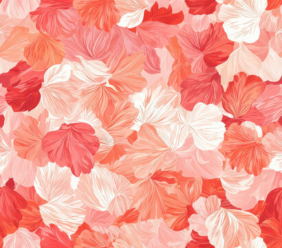 Vibrant floral pattern with soft rose and blush pink petals scattered beautifully, Seamless Pattern Style.