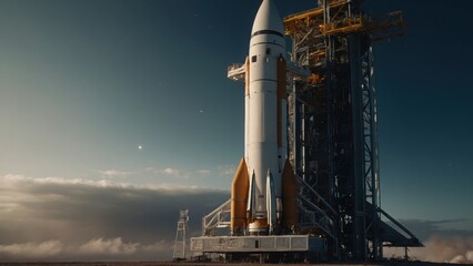 The moment of ignition signifies a rocket’s powerful rise into the vast universe