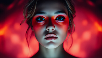 Glamorous Portrait with Red Highlights