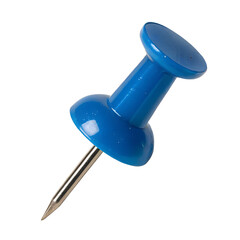 Blue Push Pin Thumbtack Isolated on Transparent Background