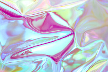Abstract vibrant pastel holographic texture with flowing iridescent colors and reflections
