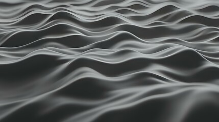 Fototapeta premium Monochromatic waves create abstract flowing pattern with smooth undulating lines and curves in black and white, suggesting liquid surface or digital terrain.