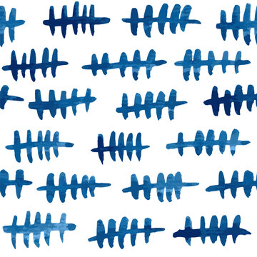 Hand drawn blue grille marks, seamless vector pattern