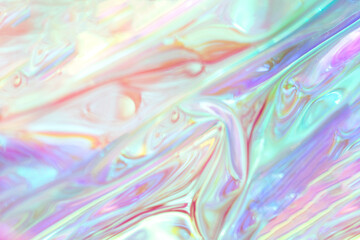 Pastel holographic abstract pattern with vibrant and colorful fluid shapes