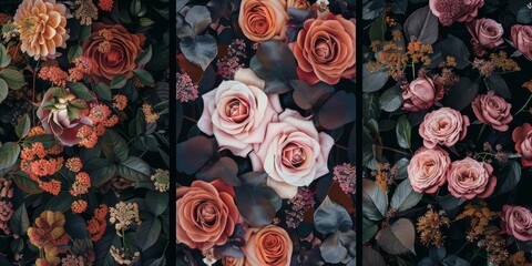 Beautiful Flower Collection of Posters Featuring Roses Leaves and Floral Bouquets for Notebook Covers