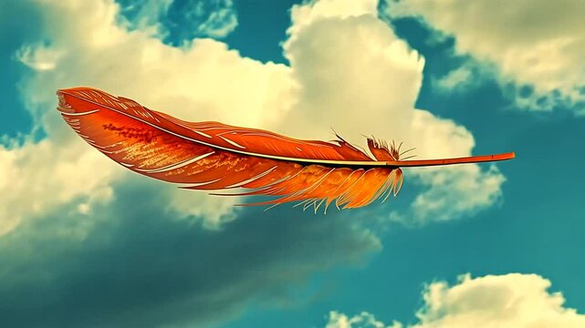 Leuchtende Feder schwebt am Himmel