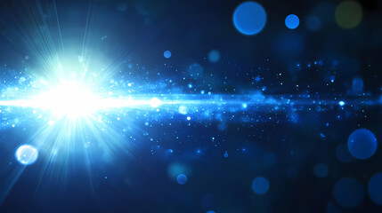 Shining bright blue spot light. Vivid Glare. Illustration