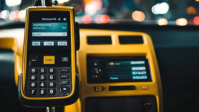 Dataphone in a taxi.
