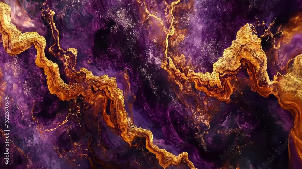 Poster Exploring deep purple and copper abstracts in a fractal universe visual, Deep Purple and Copper Abstract Fractal Universe Space ing Background